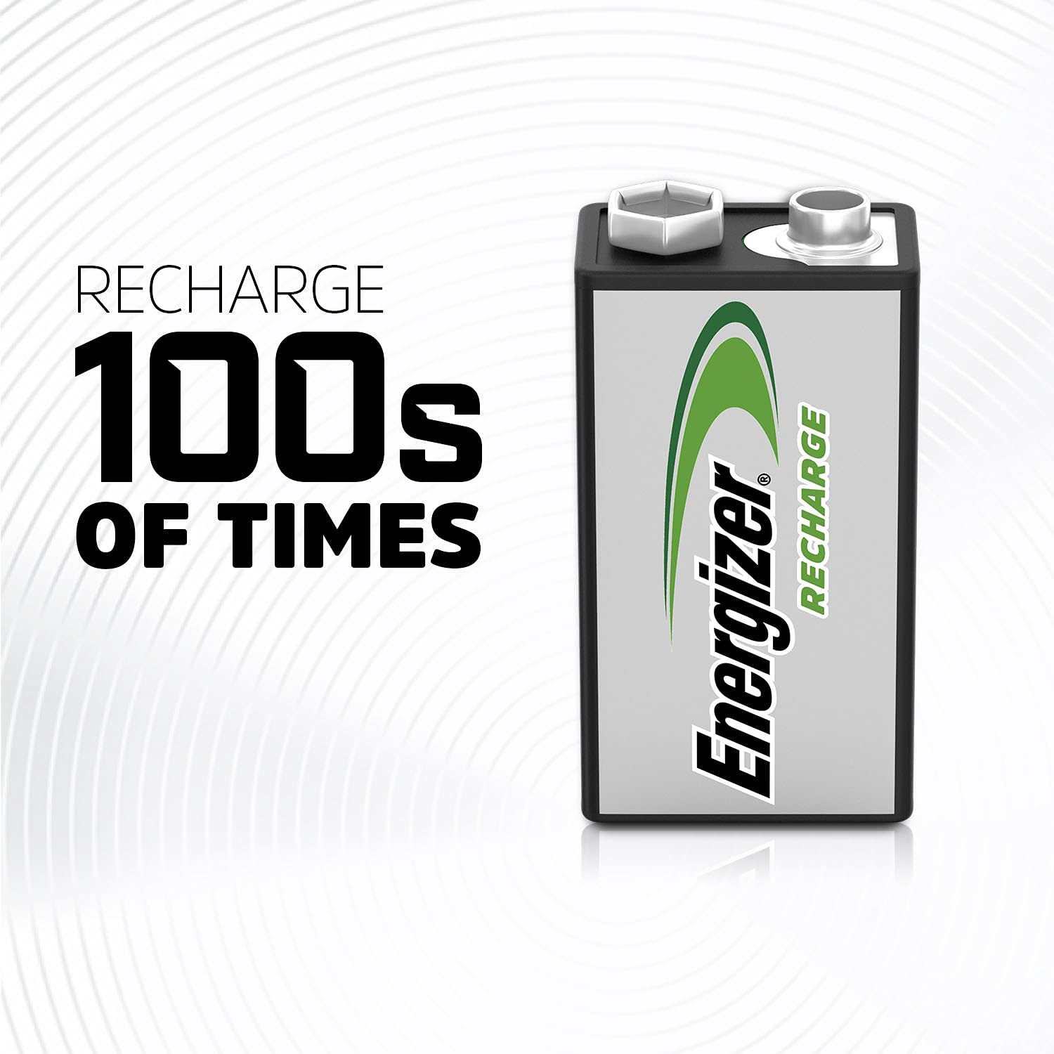 Energizer 9V Rechargeable Batteries - 1 Pack of Pre-Charged 9 Volt Battery for Smoke Detectors, Toys & Electronics - Long Lasting Power Supply