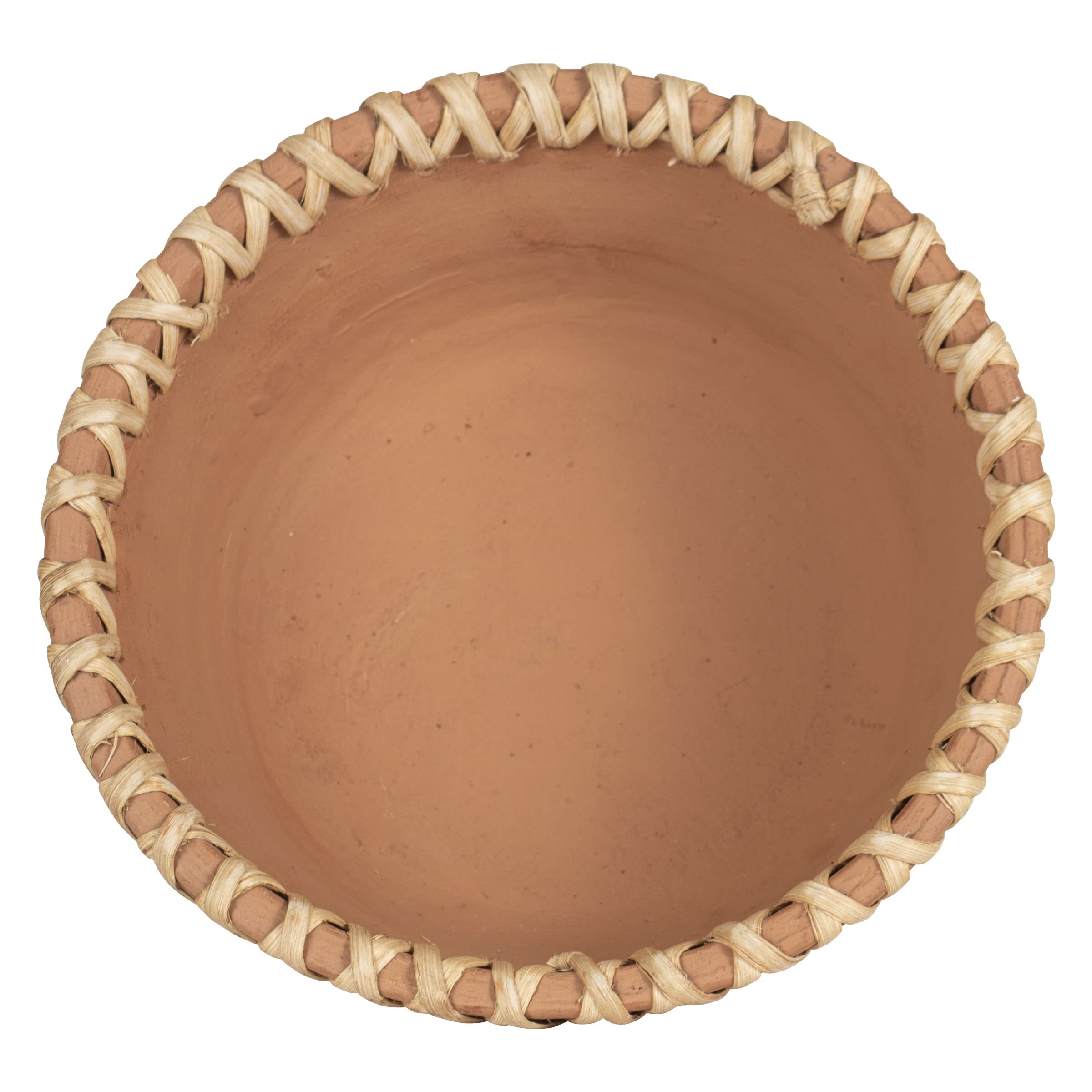Foreside Home and Garden Terracotta & Cane Weave Bowl - Handmade Decorative Fruit Basket for Kitchen, Dining Table, or Living Room Centerpiece - Perfect for Home Decor and Gift Giving