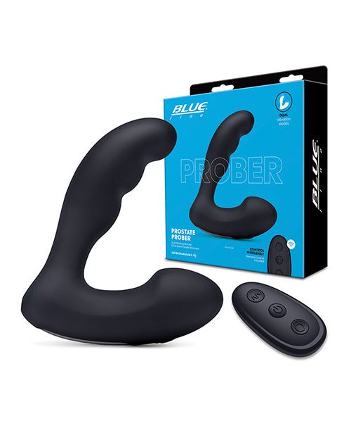 Premium Rechargeable Dual Vibrating Prostate Massager with Remote Control - Blue Line Prober Silicone Stimulator for Men (Black) | Perfect for Solo Play, Couples Use & Sensual Relaxation