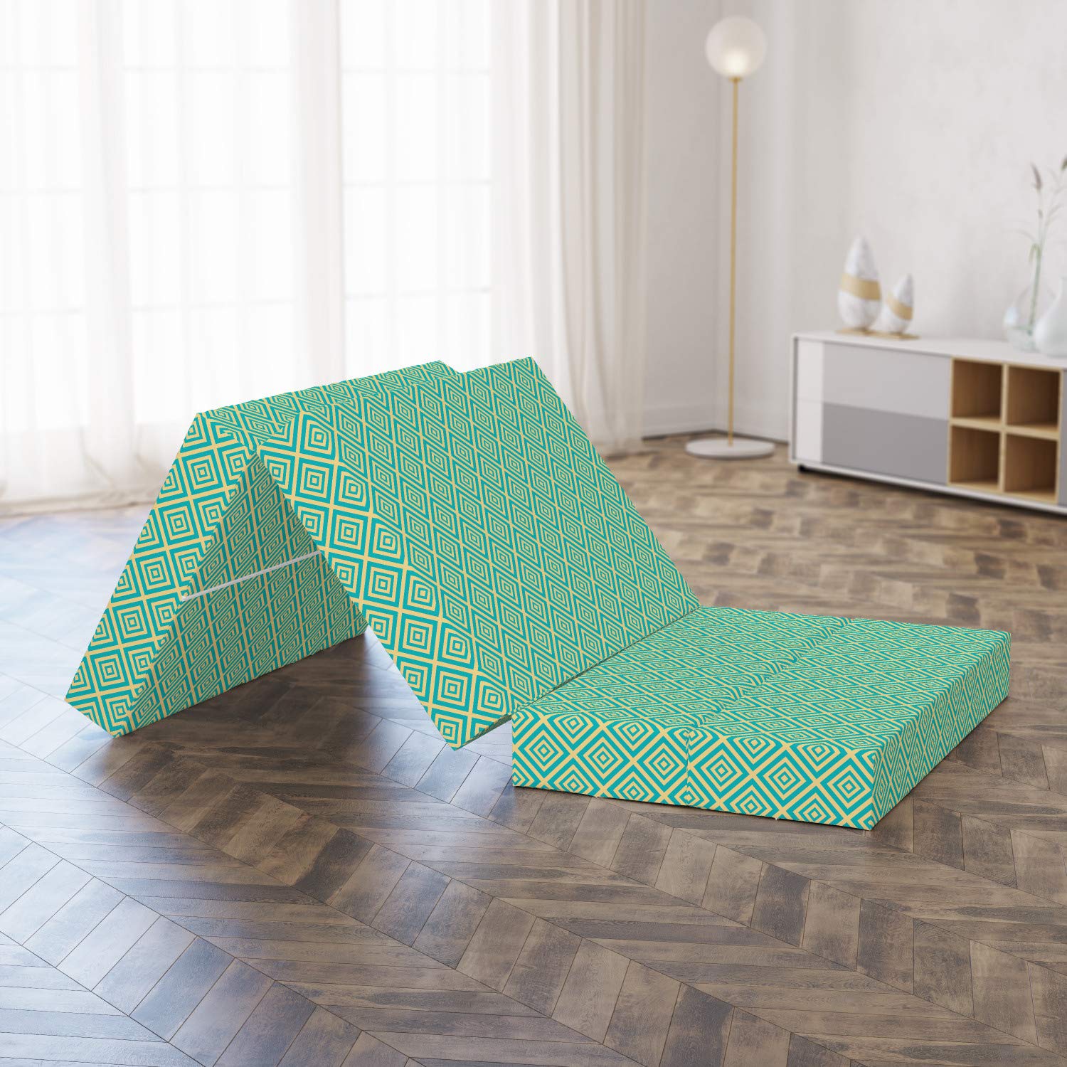 Ambesonne Art Deco Foldable Mattress - Geometric Contemporary Design, 74.8