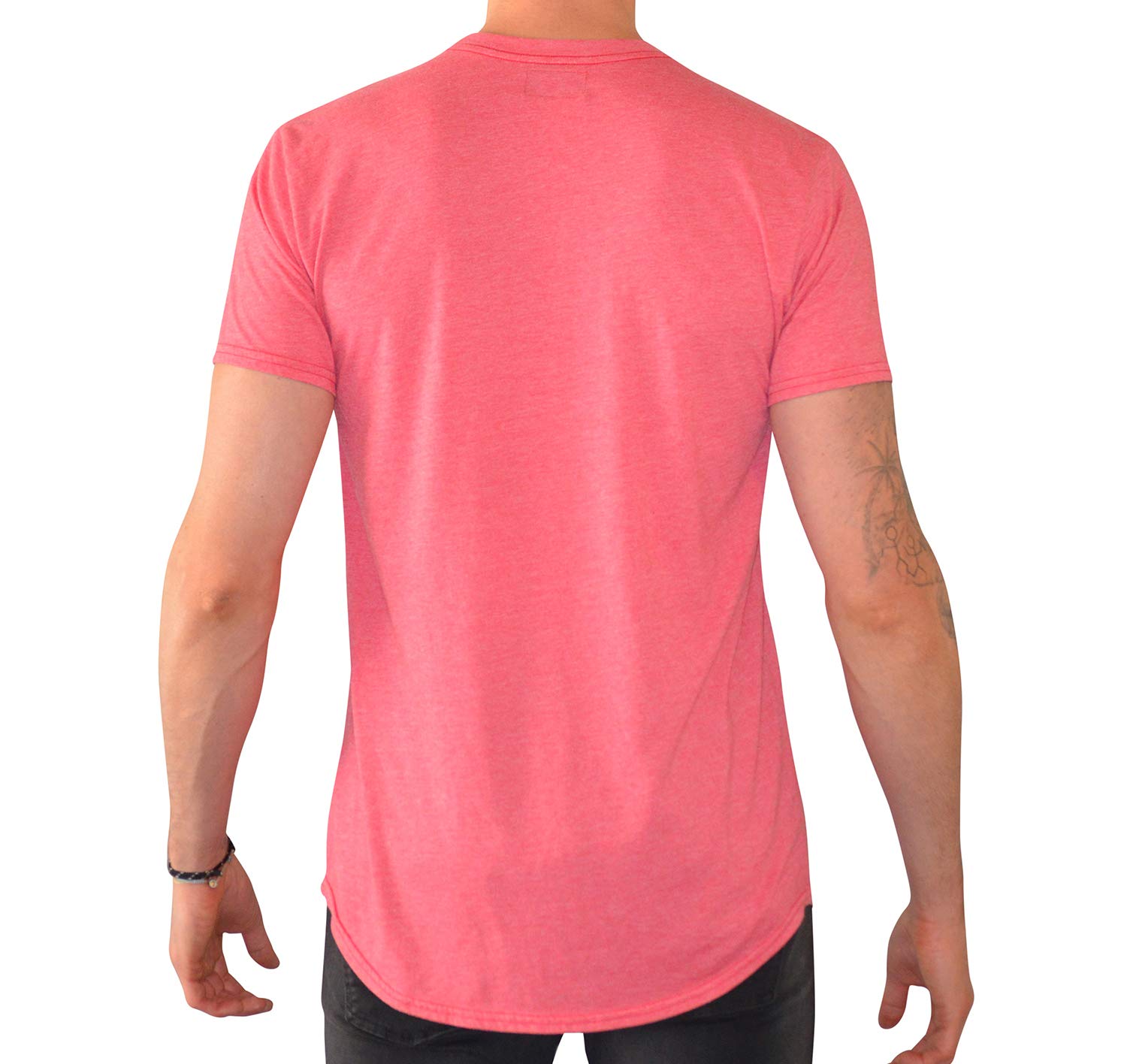 Tall Men's Curved Hem Long Drop Tail T-Shirt - Slim Fit Casual Tee for Tall Guys | Perfect for Everyday Wear, Layering & Street Style