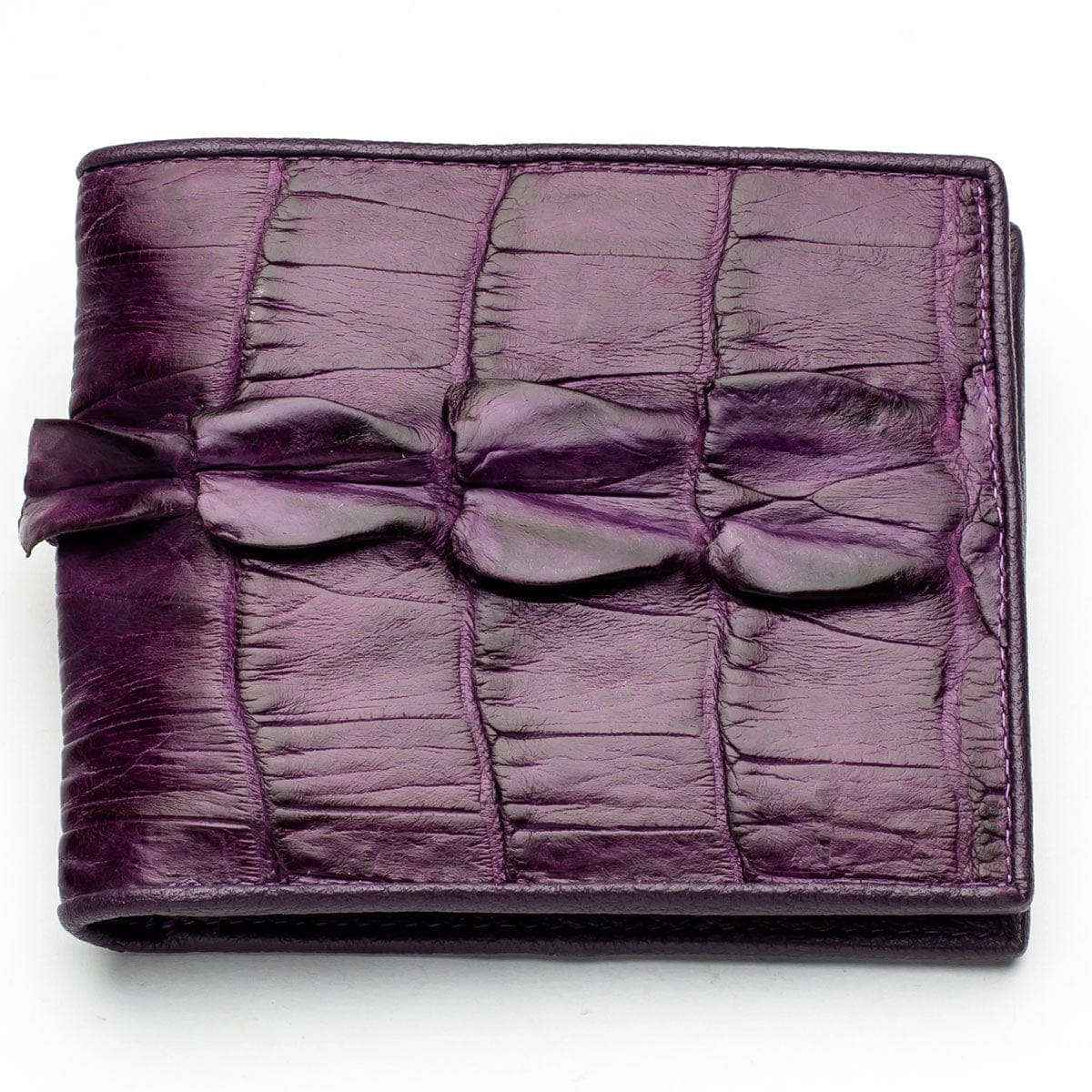 Luxury Violet Crocodile Tail Leather Wallet for Men - Genuine Exotic Skin Billfold with RFID Protection | Perfect for Business, Travel & Everyday Use
