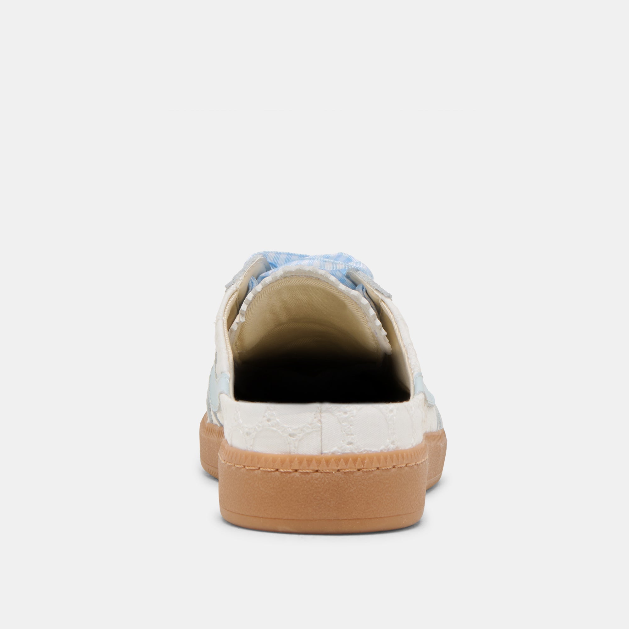 White and Blue Notice Slide Sneakers with Eyelet - Comfortable Casual Shoes for Walking, Running, and Everyday Wear