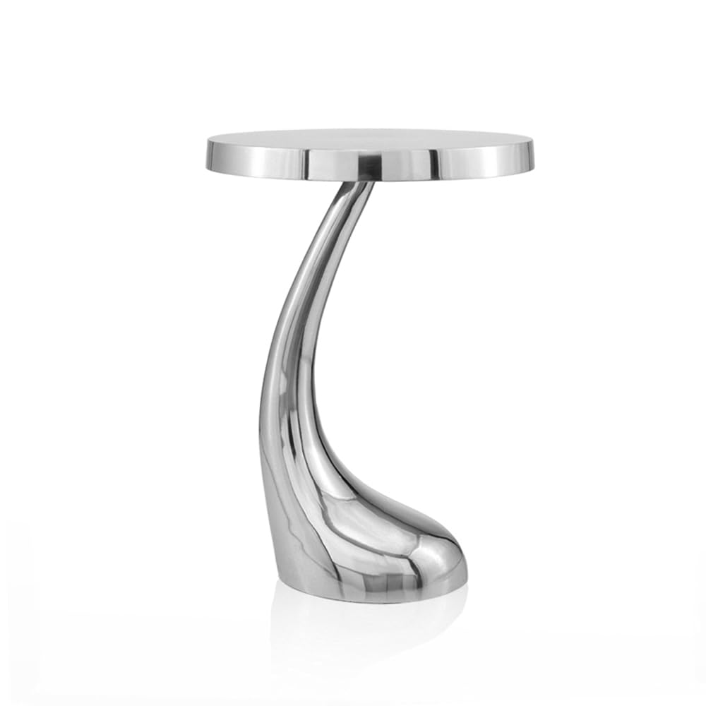 Modern Silver Aluminum Round Accent Table - 14.75