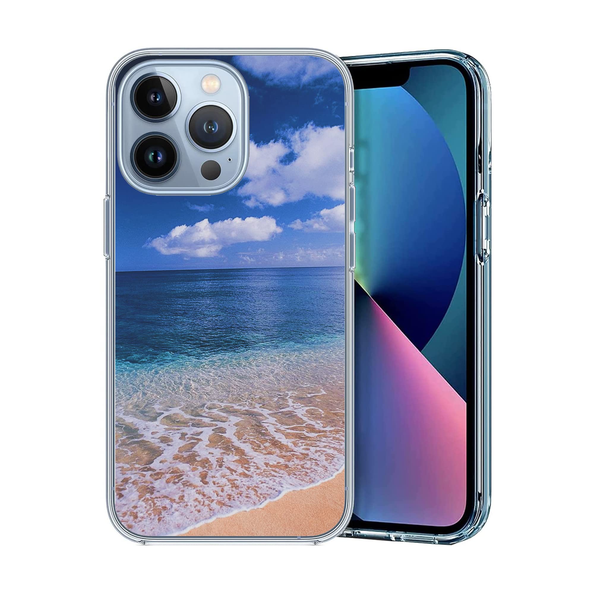iPhone 12 Pro Max Case - Summer Beach Blue Sky TPU Clear Protective Cover | Shockproof Slim Design for Men & Women | Perfect for Vacation, Travel & Outdoor Activities