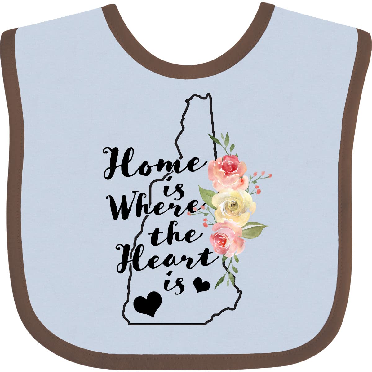 Inktastic New Hampshire Home Is Where the Heart Is Watercolor Baby Bib - Soft Cotton Drool Bib for Infants, Cute Gift for Newborns & Baby Showers