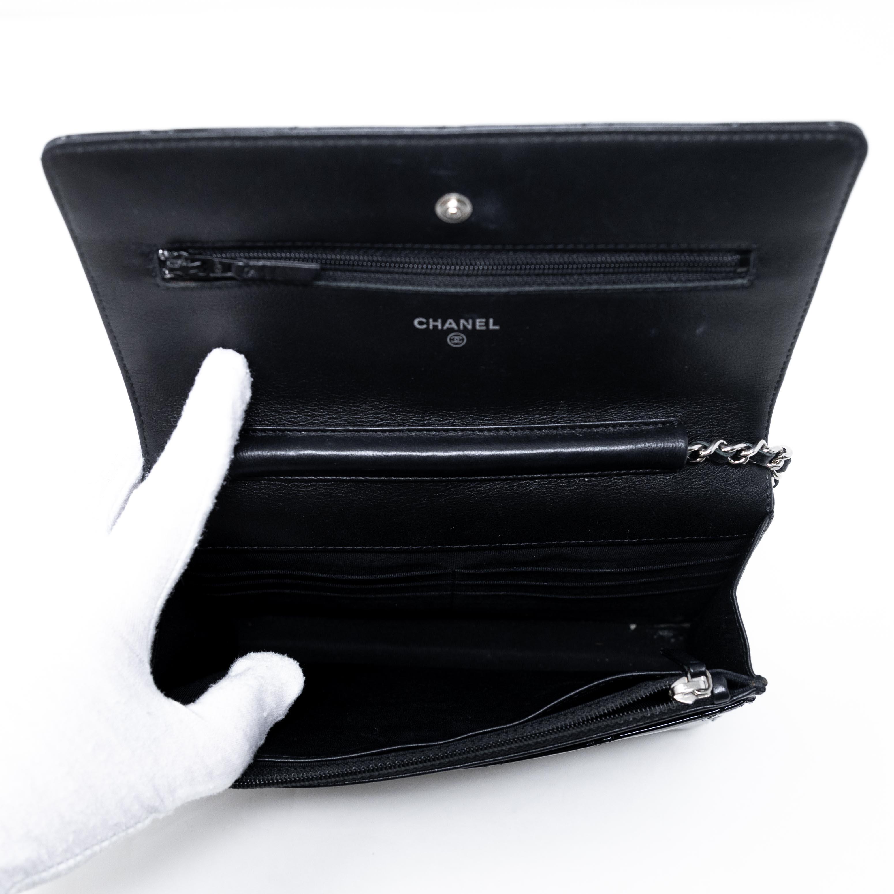 Chanel Black Patent Leather Wallet On Chain Crossbody Bag - Perfect for Evening Events & Daily Essentials