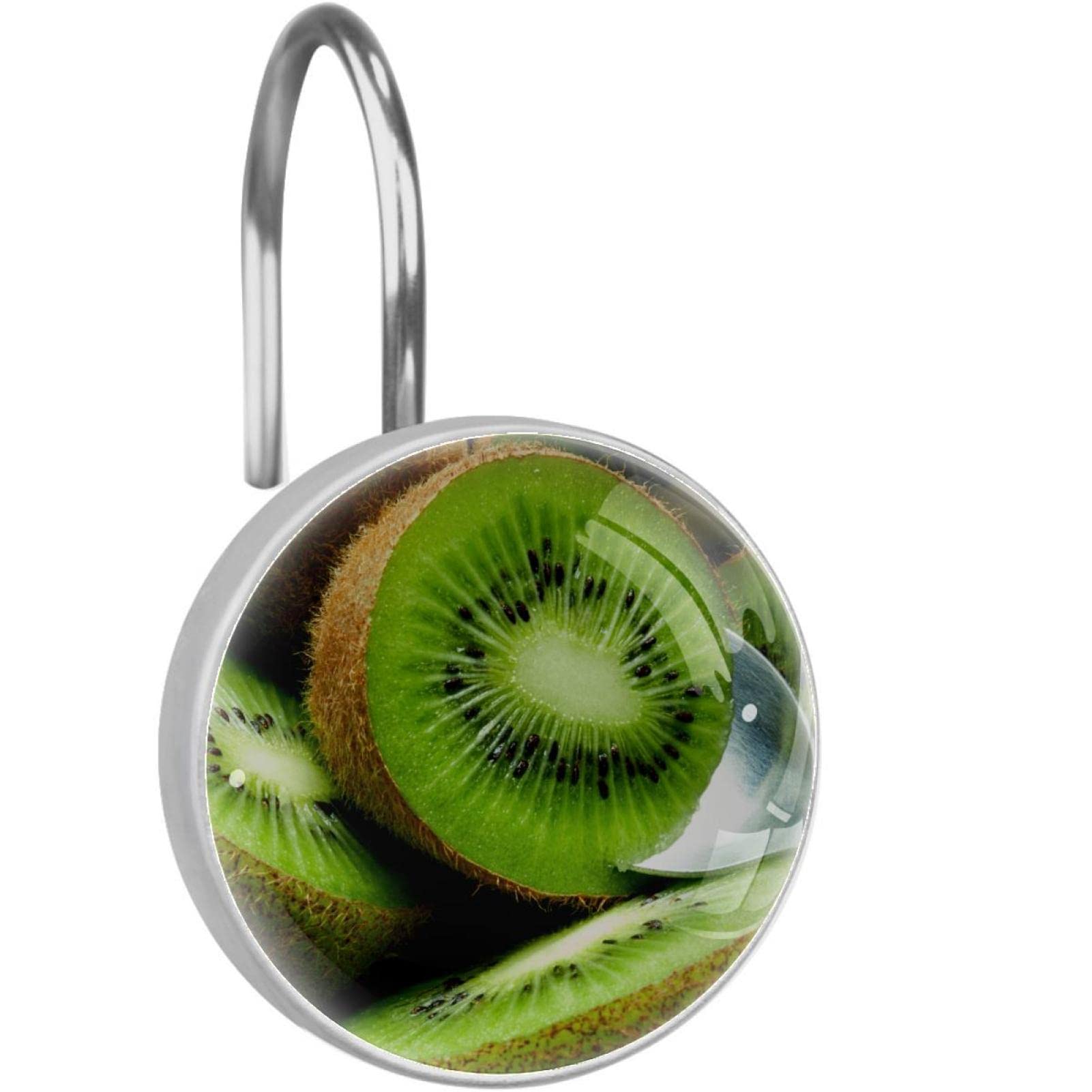 Decorative Hooks Set of 12 - Kiwi Fruit Design Wall Hooks for Coats, Towels & Shower Curtains - Perfect for Bathroom, Kitchen & Bedroom Organization