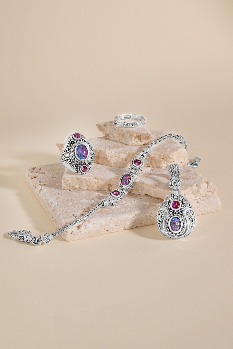 Called for a Purpose Pendant™ - Genuine Australian Opal & Rascal Pink™ Mystic Topaz Jewelry for Women, Gift for Graduation, Birthday & Special Occasions