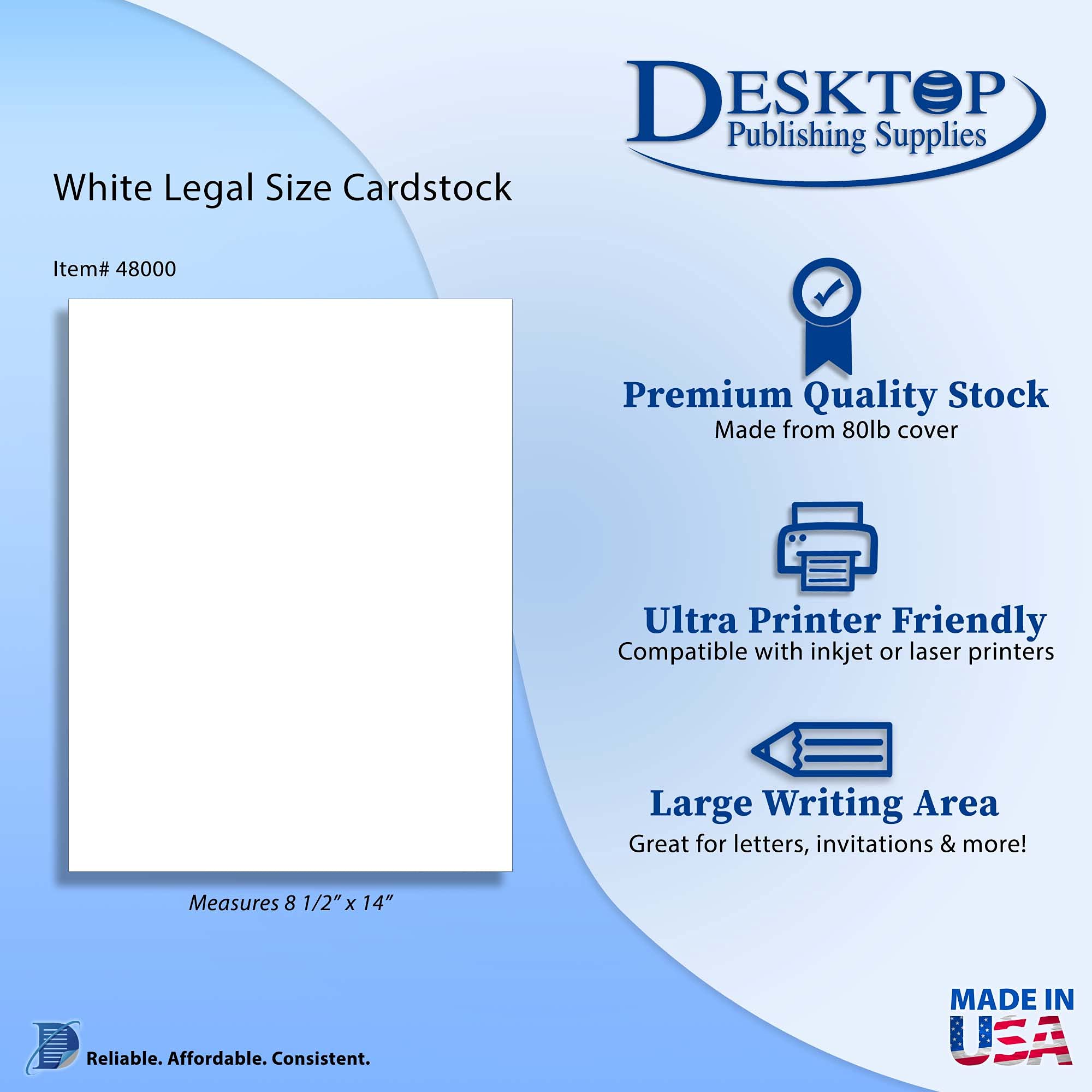 Premium 80lb Cover Legal Size Cardstock (8.5