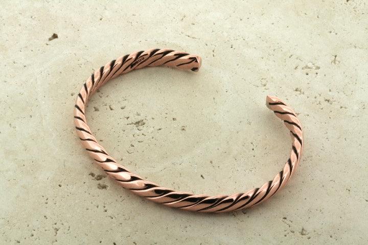 Copper Narrow Flattened Braided Cuff Bracelet - Elegant Boho Jewelry for Women, Perfect for Casual Wear, Parties, and Special Occasions