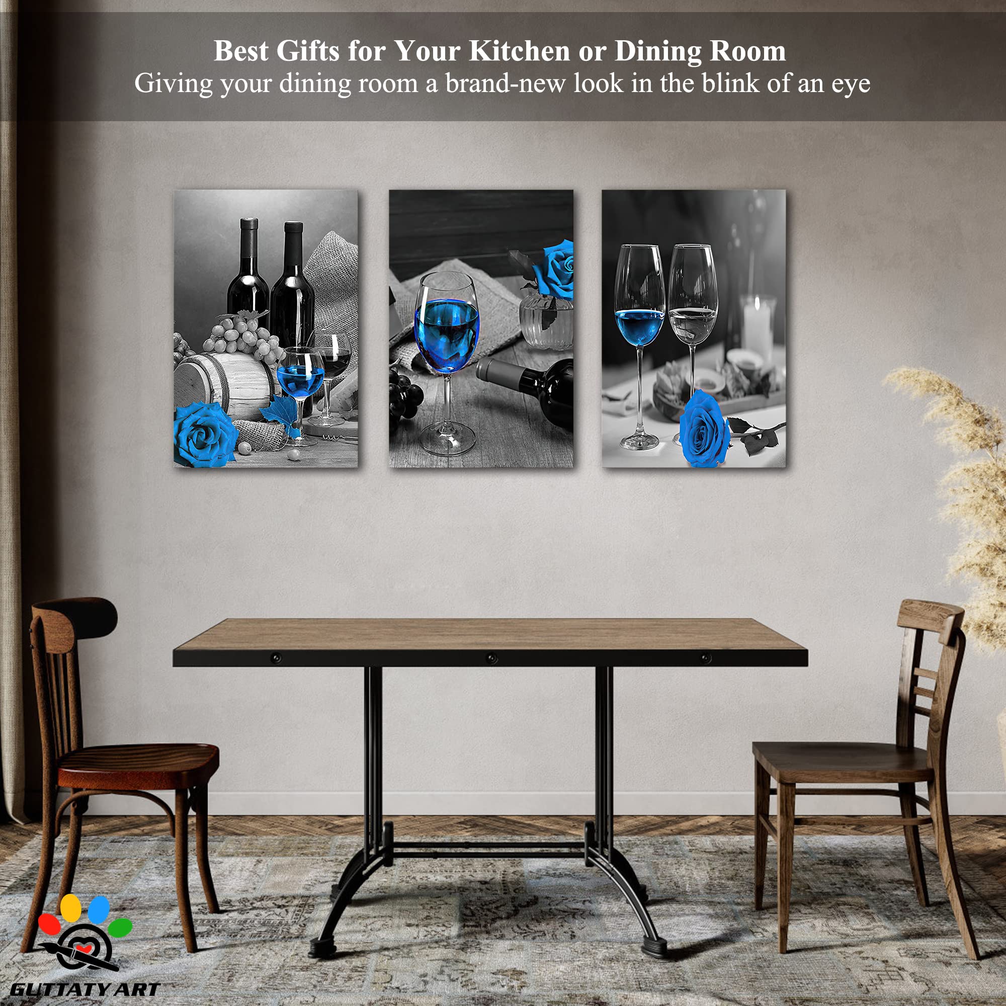 Modern Black & White Dining Room Wall Art Set - 3 Piece 20