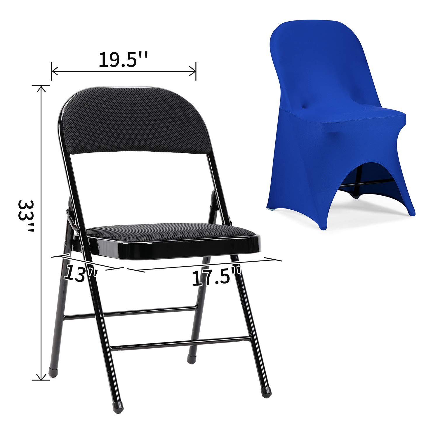Peomeise Stretch Spandex Folding Chair Covers - 6 Pack Royal Blue Open Back Design for Wedding, Party, Banquet & Special Events - Perfect for Indoor/Outdoor Dining, Bridal Showers & Formal Occasions
