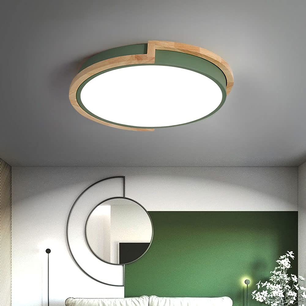 Ultra-Thin Modern Round LED Ceiling Light - White Flush Mount Lighting Fixture with Metal & Wood Design for Bedroom, Balcony, Corridor - Energy Efficient Home & Office Lighting Solution