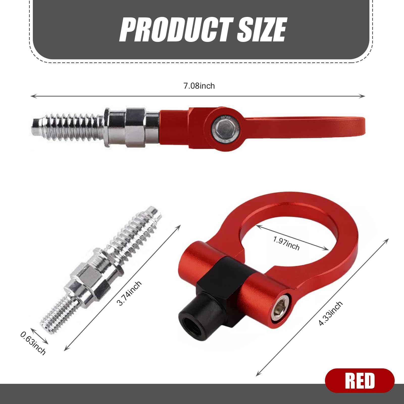 Universal Car Bumper Spiral Towing Hook - Red Trailer Accessory for Off-Road & Towing