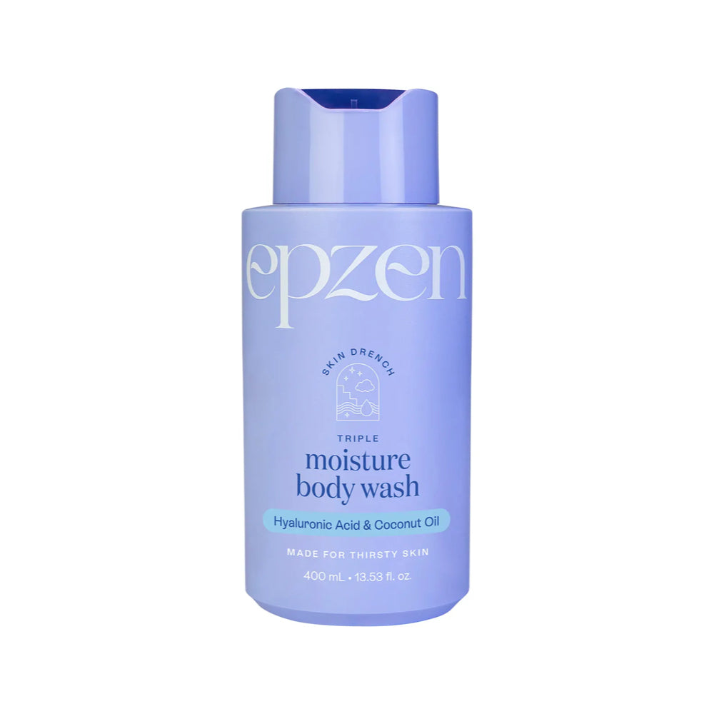 EPZEN Triple Moisture Body Wash with Hyaluronic Acid & Coconut Oil - 400ml Hydrating Shower Gel for Dry Skin - Perfect for Daily Use & Post-Workout Refreshment
