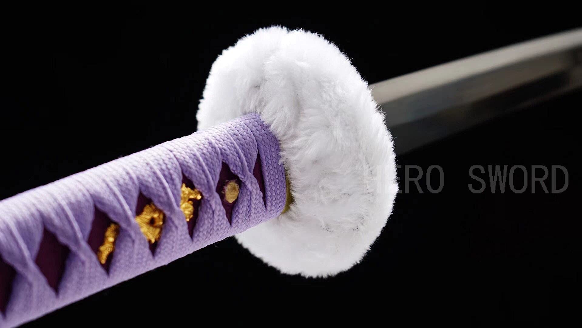 Handmade One Piece Roronoa Zoro Katana - YAMA ENMA Japanese Anime Samurai Sword with Purple Blade | Cosplay, Collectible & Gift for Men & Women | Perfect for Anime Conventions, Halloween Costumes & Martial Arts Displays