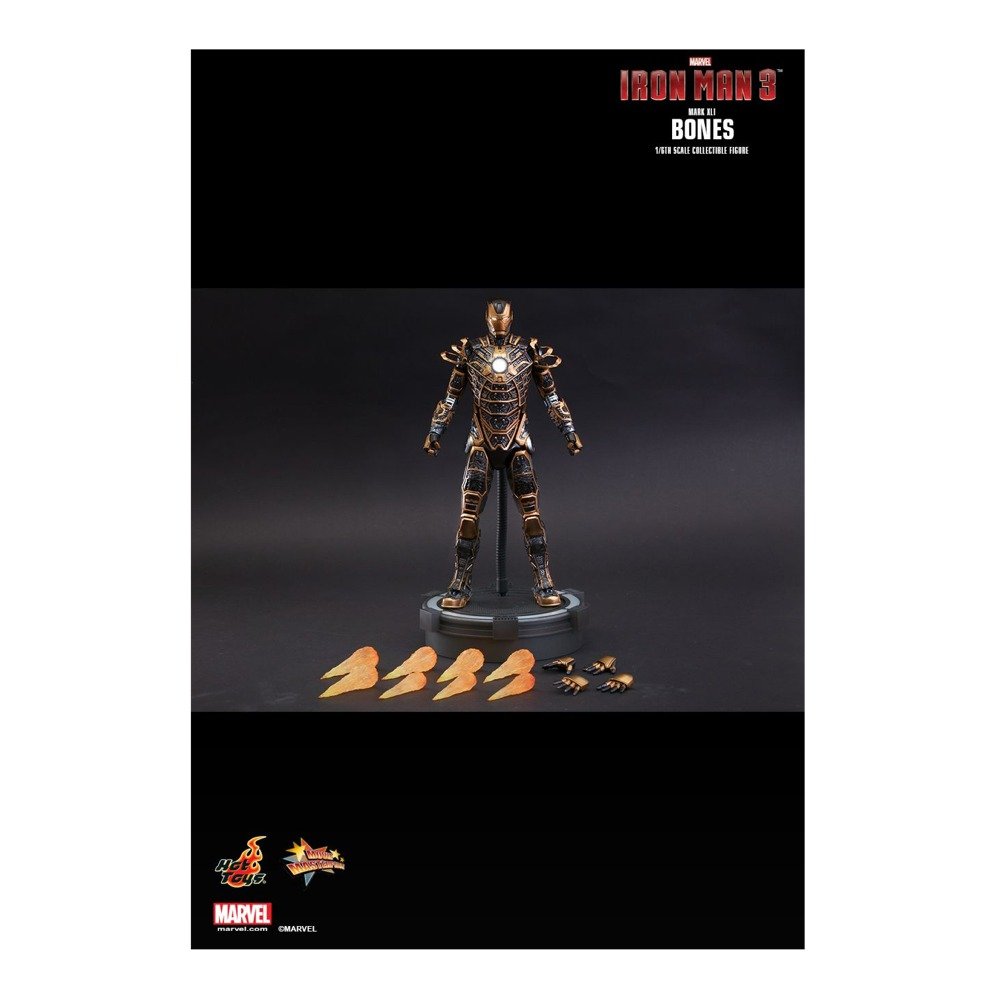 Hot Toys Iron Man Mark 41 Bones 1/6 Scale Collectible Action Figure - Movie Masterpiece from Iron Man 3 | Perfect for Marvel Fans, Display Collections & Superhero Decor
