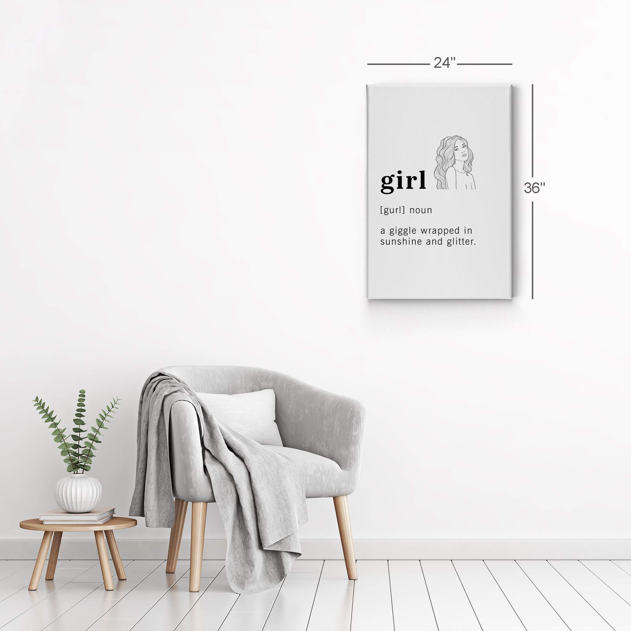 Funny Noun Dictionary Definition of Girl Canvas Print - Inspirational Quote Wall Art for Office, Living Room, Bedroom & Bathroom Decor - Ready to Hang 40x30 Inches - Made in USA - Perfect Gift for Women, Teens & Girls Rooms