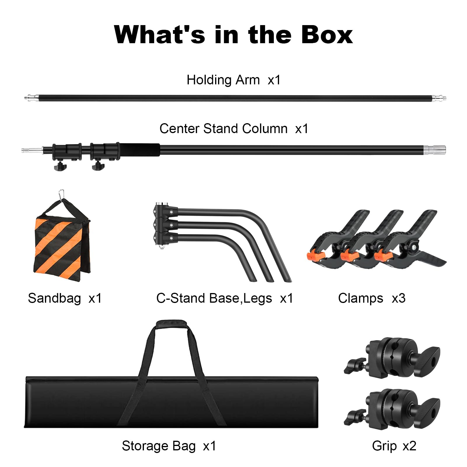 Heavy Duty 10.8ft/330cm Stainless Steel C Stand with 4.2ft/128cm Holding Arm & Carry Bag - 44LB/20KG Load Capacity Adjustable Studio Light Stand for Photography, Video, Monolight & Softbox Shooting - Perfect for Studio, Outdoor & On-Location Productions