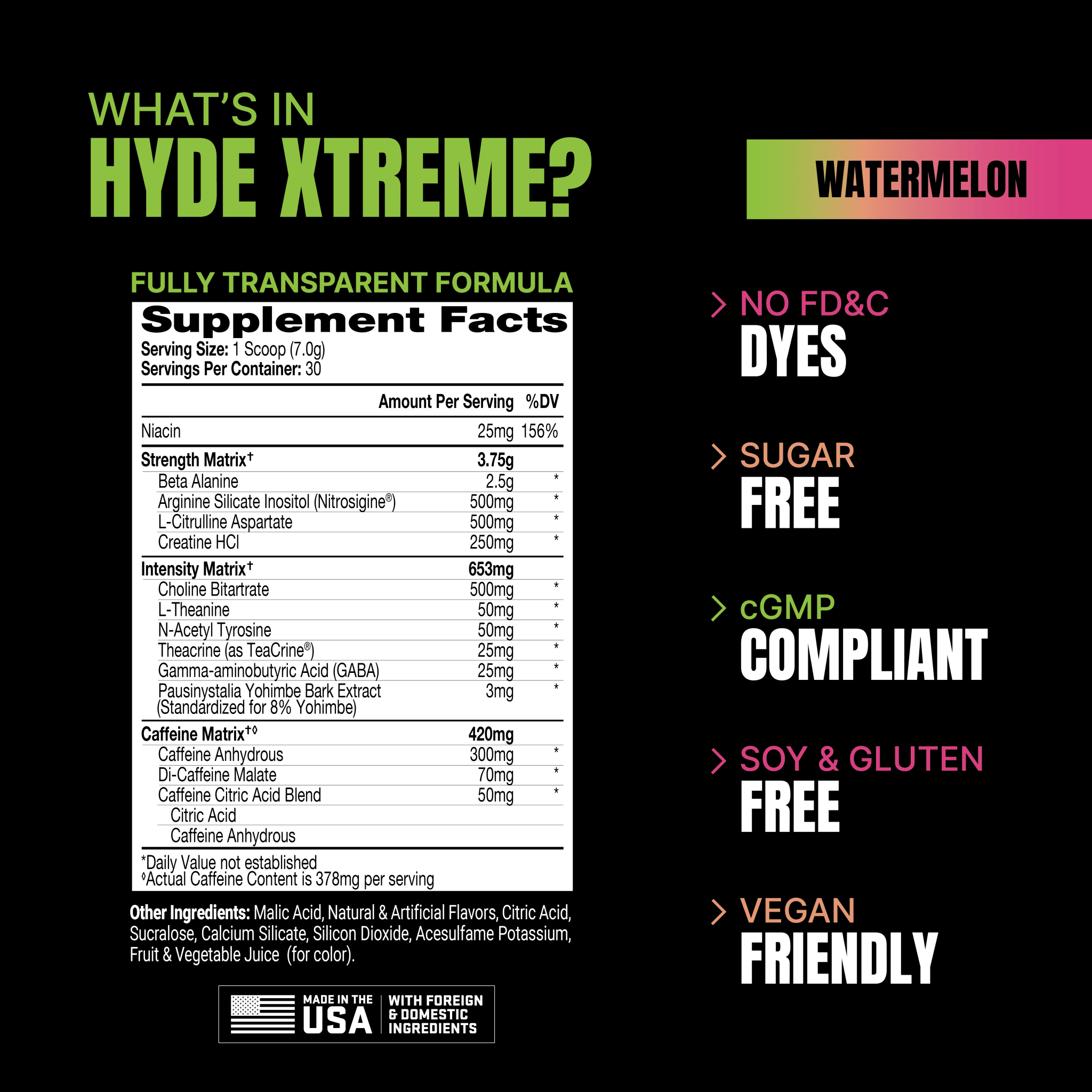 Pro Supps HYDE Xtreme Pre-Workout Powder - Energy & Strength Booster for Gym, Fitness & Bodybuilding | Best for Intense Training & Muscle Growth