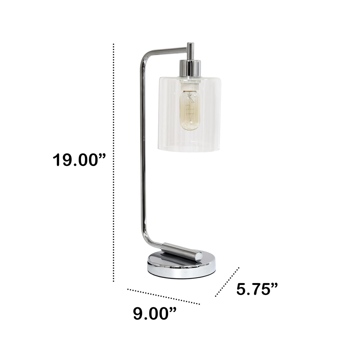 Modern Chrome Iron Desk Lamp with Glass Shade - Adjustable Office Lighting for Study, Reading & Home Decor