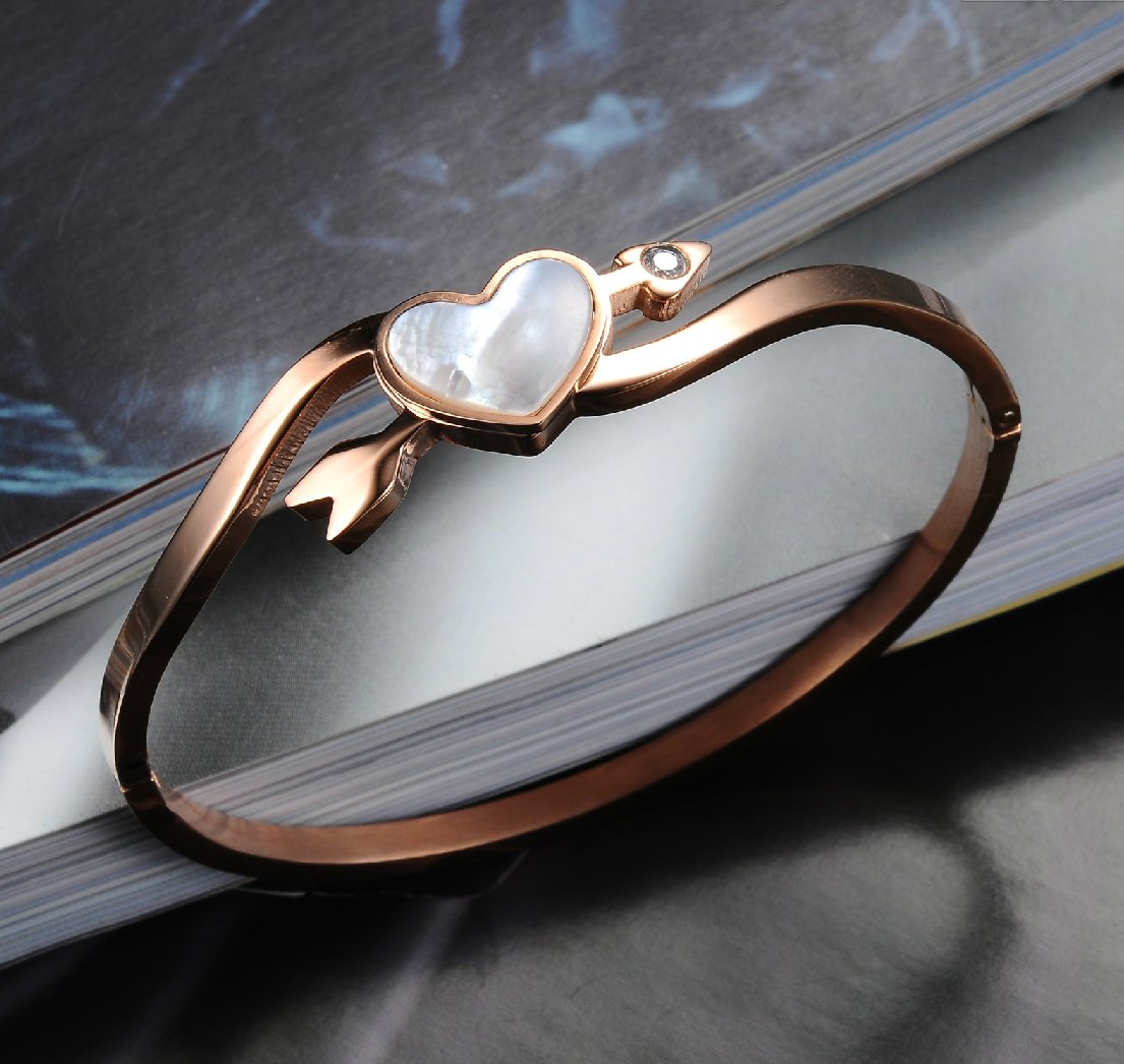 Rose Gold Plated Heart & Arrow Crystal Bracelet for Women - Elegant Jewelry Gift for Valentine's Day, Anniversary & Special Occasions