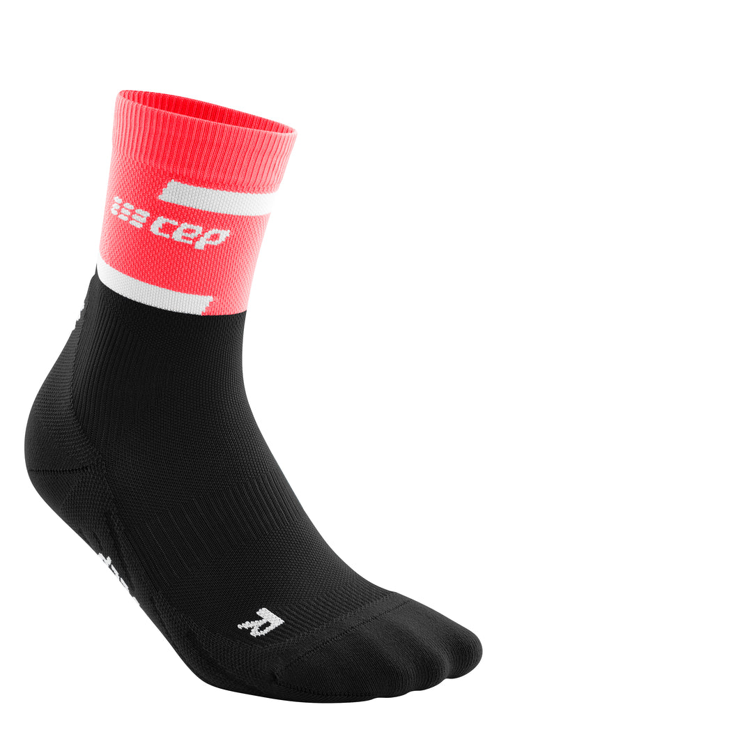 CEP Women's The Run Socks Mid Cut V4 - Performance Running Socks for Women, Pink & Black, Compression Support for Running, Hiking & Workouts