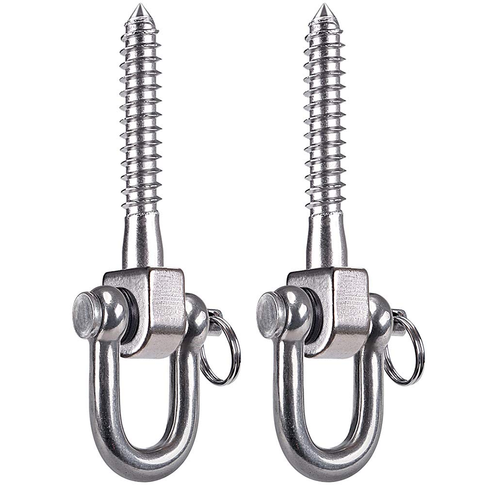 SELEWARE 2 Pack Heavy Duty Stainless Steel Swing Hangers - Universal Swing Set Hooks for Porch Swings, Hammock Chairs, Heavy Bags, Yoga Silk & Gymnastics Rings - Perfect for Backyard, Gym & Outdoor Activities