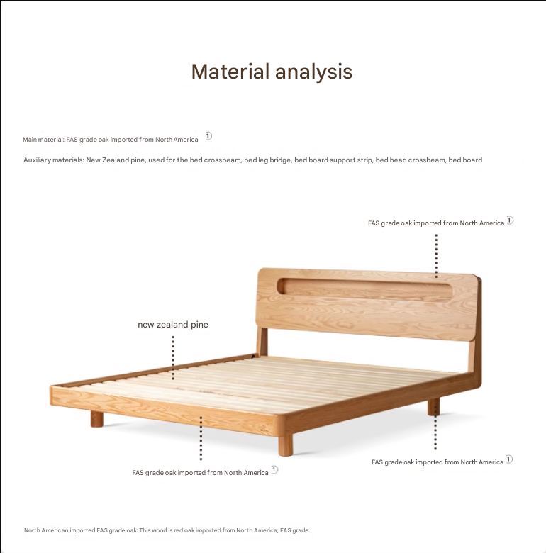 Solid Oak Wood Suspension Luminous Bed - Modern Floating Platform Bed with LED Lighting for Bedroom, Guest Room, or Dorm