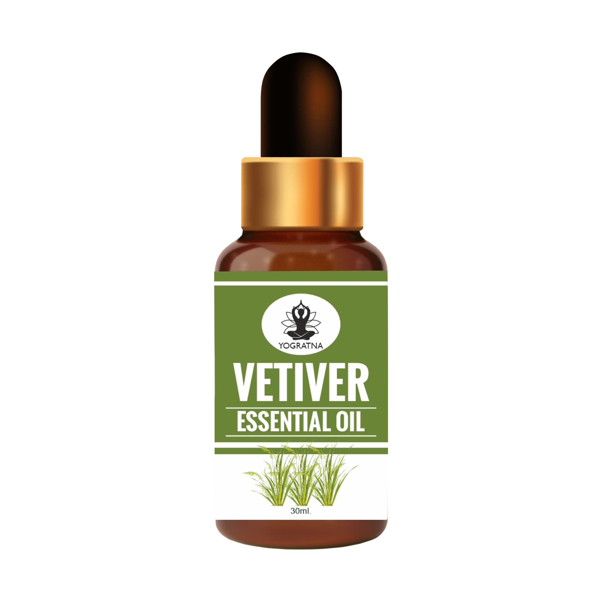 YOGRATNA 100% Pure Vetiver Essential Oil for Hair Growth, Skin Care, Home Fragrance & Soap Making - Natural Aromatherapy Diffuser Oil, Paraben & Sulfate Free, Cruelty-Free Vegan (30ml) - Perfect for Relaxation, Stress Relief & DIY Beauty Products