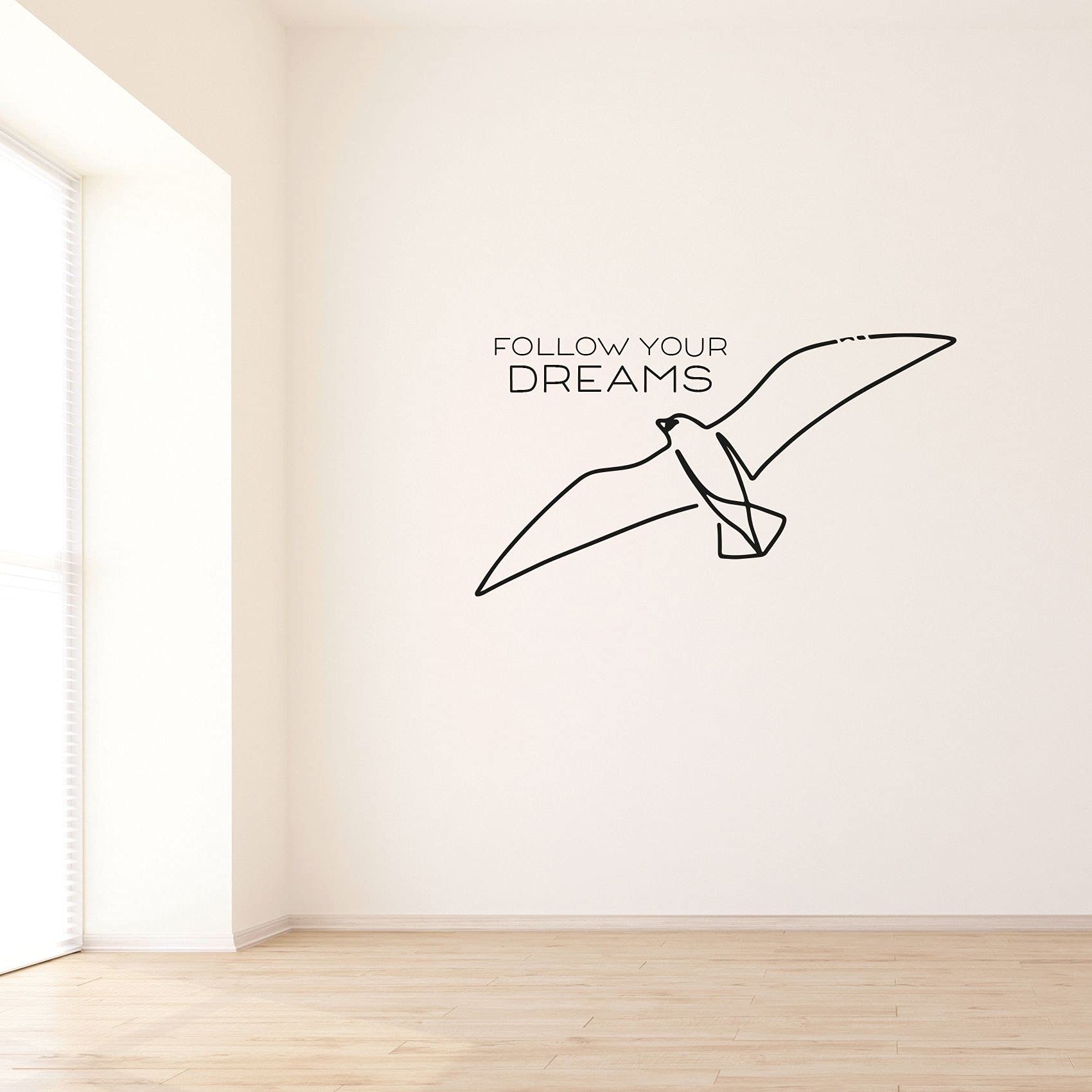Follow Your Dreams Motivational Quote Wall Decal with Flying Birds - 18x20 Inch Vinyl Sticker Art for Kids Room, Bedroom, Nursery & Home Decor - Perfect for Inspiring Boys, Girls & Children