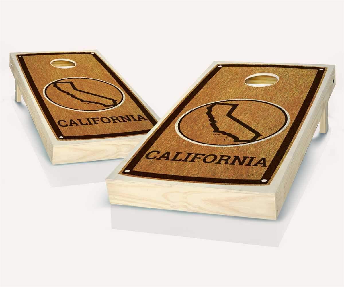 Skip's Garage California State Themed Cornhole Game Set - 2 Stained Wood Boards, 8 Bean Bags & Accessories - Perfect for Backyard Parties, Tailgating & Outdoor Games