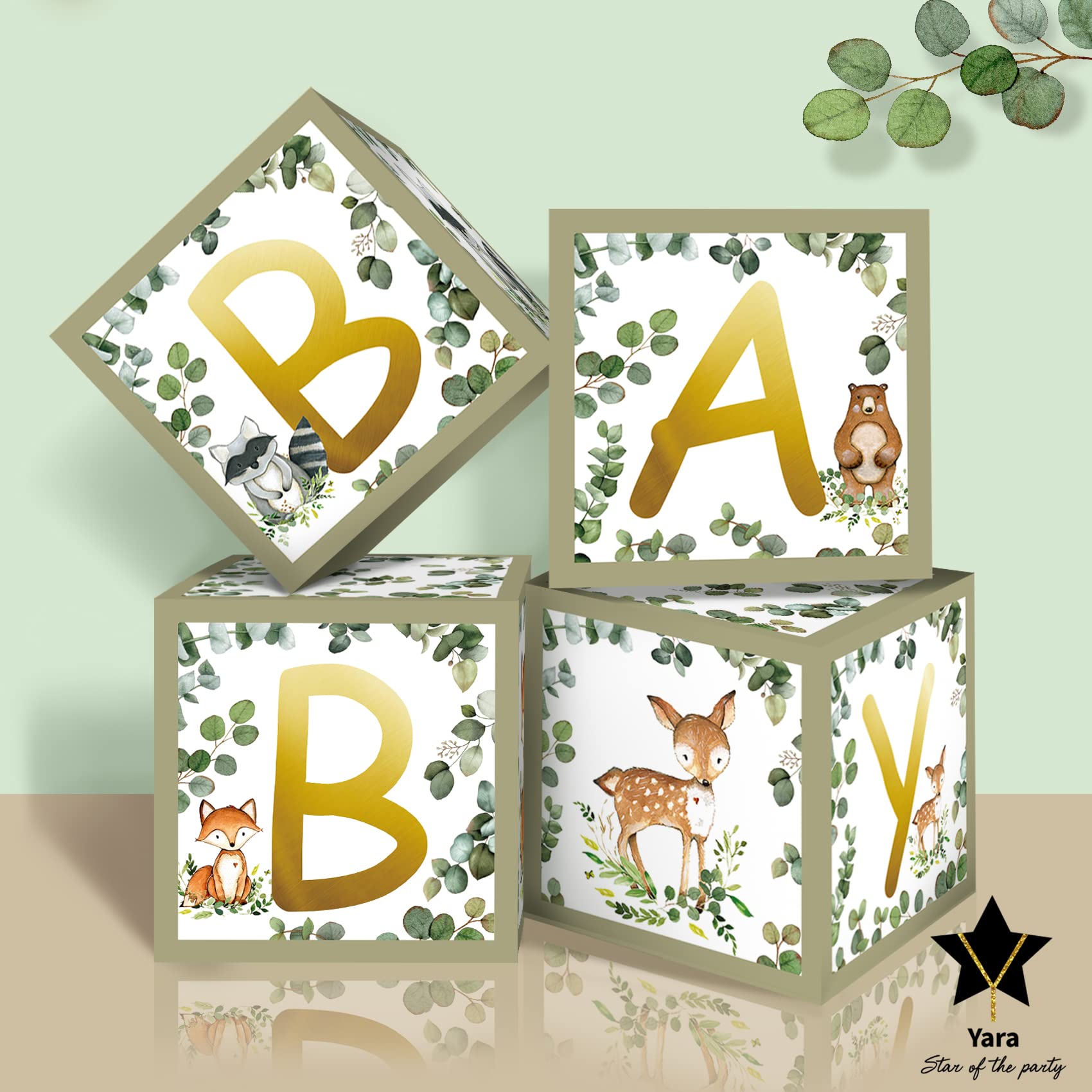 YARA Woodland Plates, Cups & Napkins Set for 24 Guests with Baby Shower Decorations - Perfect for Baby Showers, Birthday Parties & Themed Events