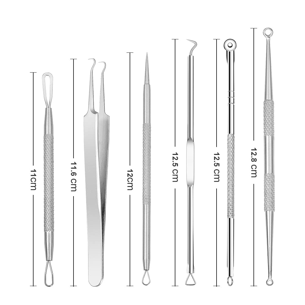Professional Blackhead Remover & Pimple Popper Tool Kit - 6-Piece Stainless Steel Acne Comedone Extractor for Blackheads, Whiteheads & Blemishes - Safe & Effective Skin Care Tools for Facial Treatment & Spa Use