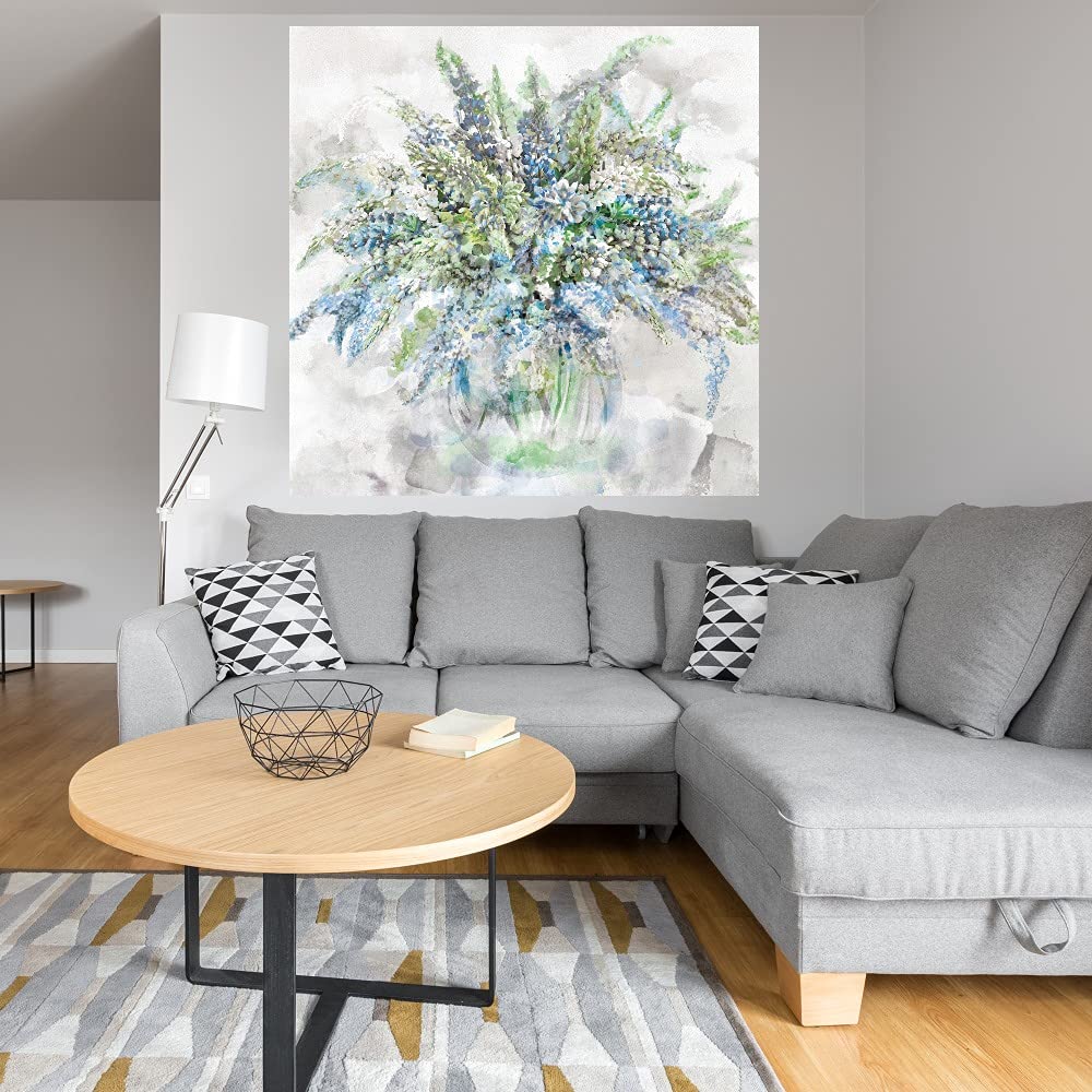 Lupines II Fine Art Canvas Wall Decor - 32x32 Inches Ready to Hang Floral Painting for Living Room, Bedroom, Office - Perfect for Home Decor & Gift Ideas