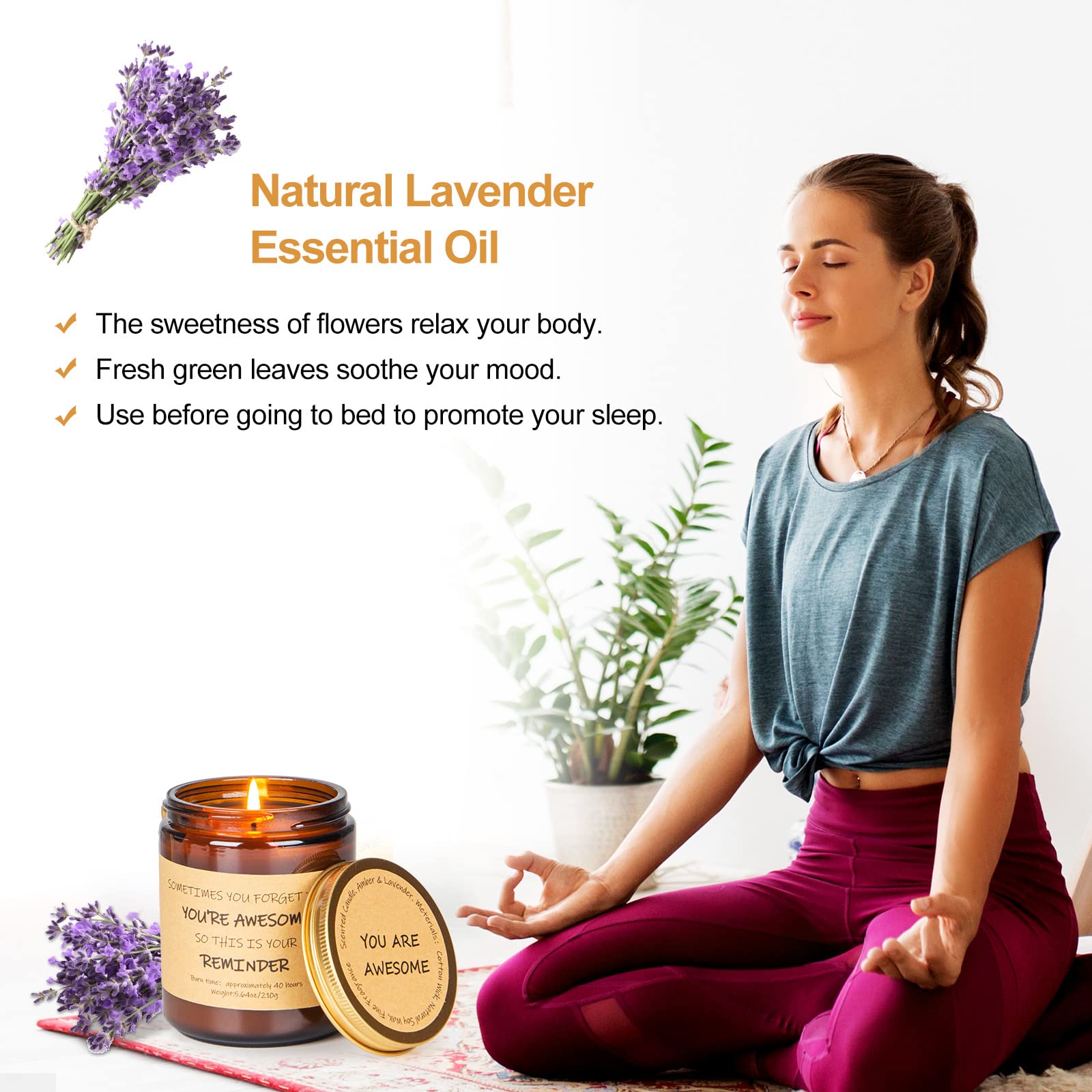 Lavender Scented Candles Gift Set - Relaxing Aromatherapy Soy Candles for Women, Birthday Gifts for Mom, Girlfriend, Best Friend & Coworkers | Home Decor with Inspirational Keychain | Perfect for Stress Relief, Meditation & Romantic Ambiance