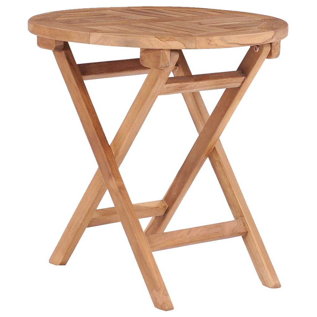 Premium VidaXL Folding Patio Table – Solid Teak Wood Round Outdoor Dining Table – Weatherproof & Space-Saving Garden Furniture – Smooth Sanded Finish – Natural Wood Look – Perfect for Backyard BBQs, Poolside Gatherings & Small Balconies
