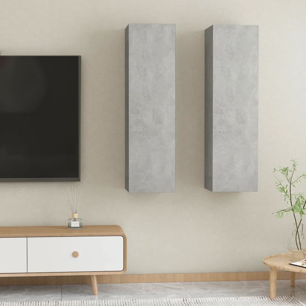Modern Entertainment Center TV Stand - 2-Piece Concrete Gray Media Console for Home Theater (12