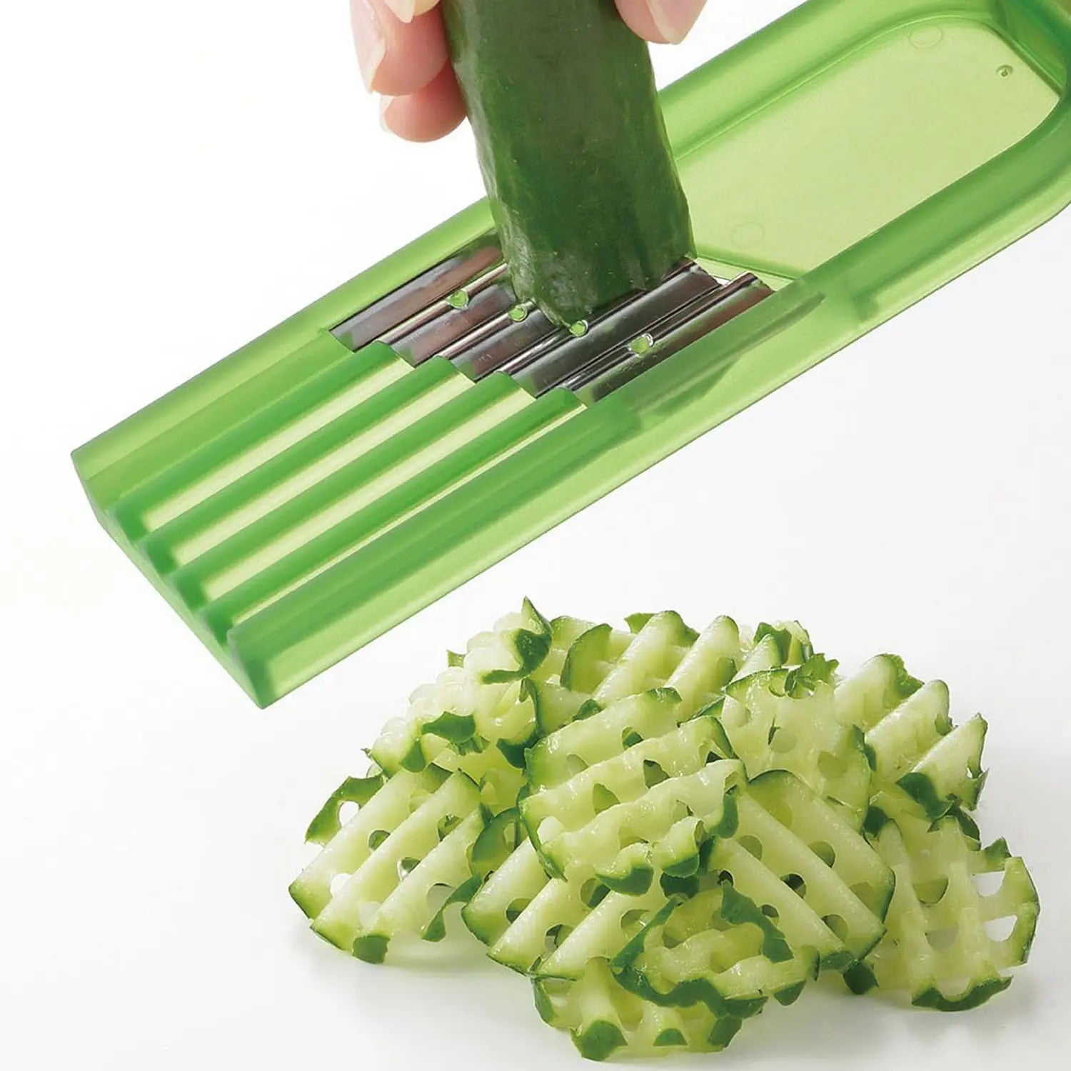 Akebono Professional Mandoline Slicer - Stainless Steel Blades & Styrene Resin Body for Perfect Vegetable & Fruit Slicing - Ideal for Kitchen, Salad Prep & Food Presentation