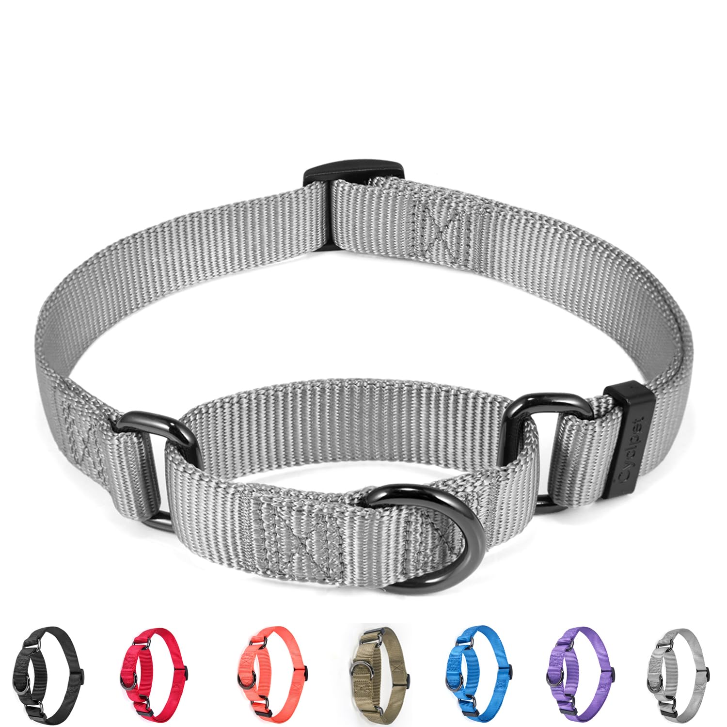Premium Nylon Adjustable Anti-Escape Martingale Dog Collar - Comfortable & Secure Silky Pet Collar with Sturdy D-Ring for Walking, Training & Outdoor Adventures (Ultimate Grey, Small) - Perfect for Active Dogs, Hiking & Daily Walks