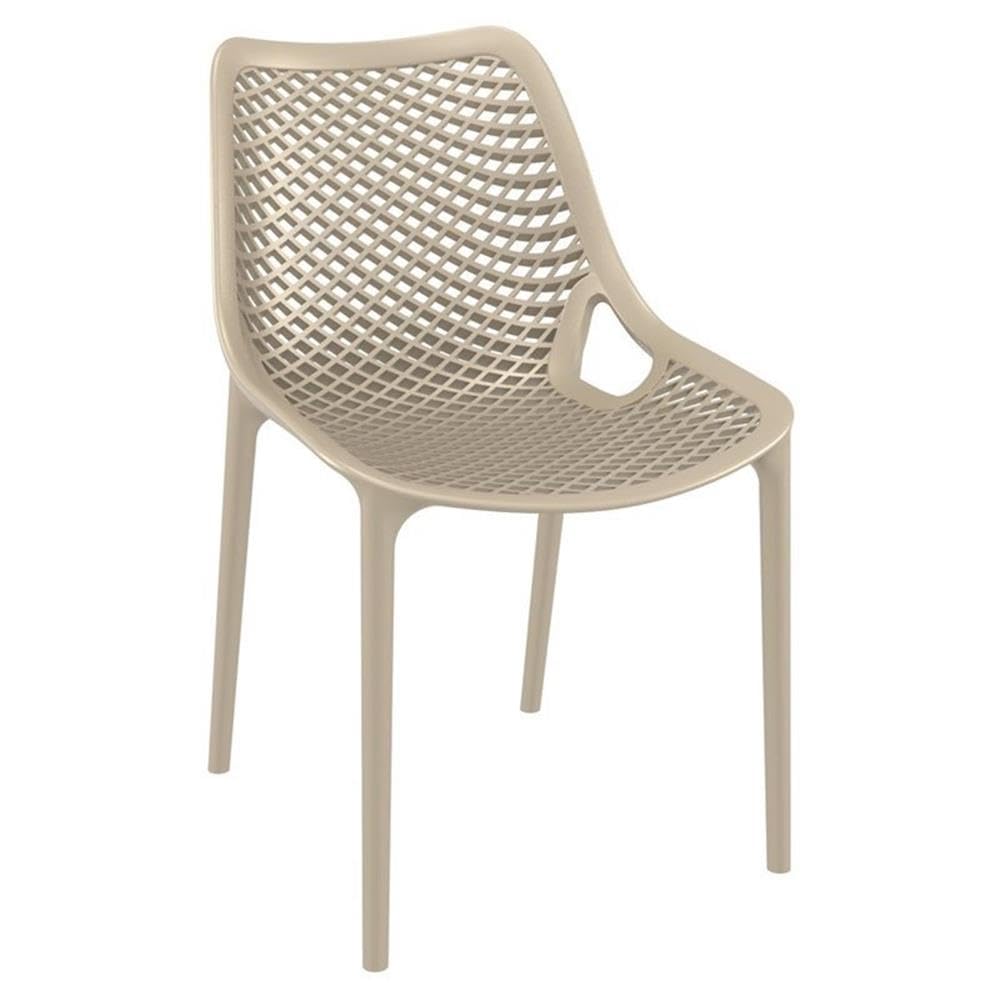 Taupe Outdoor Patio Dining Chairs Set of 2 - Weather-Resistant Comfortable Garden Chairs for Backyard, Poolside & Restaurant Use