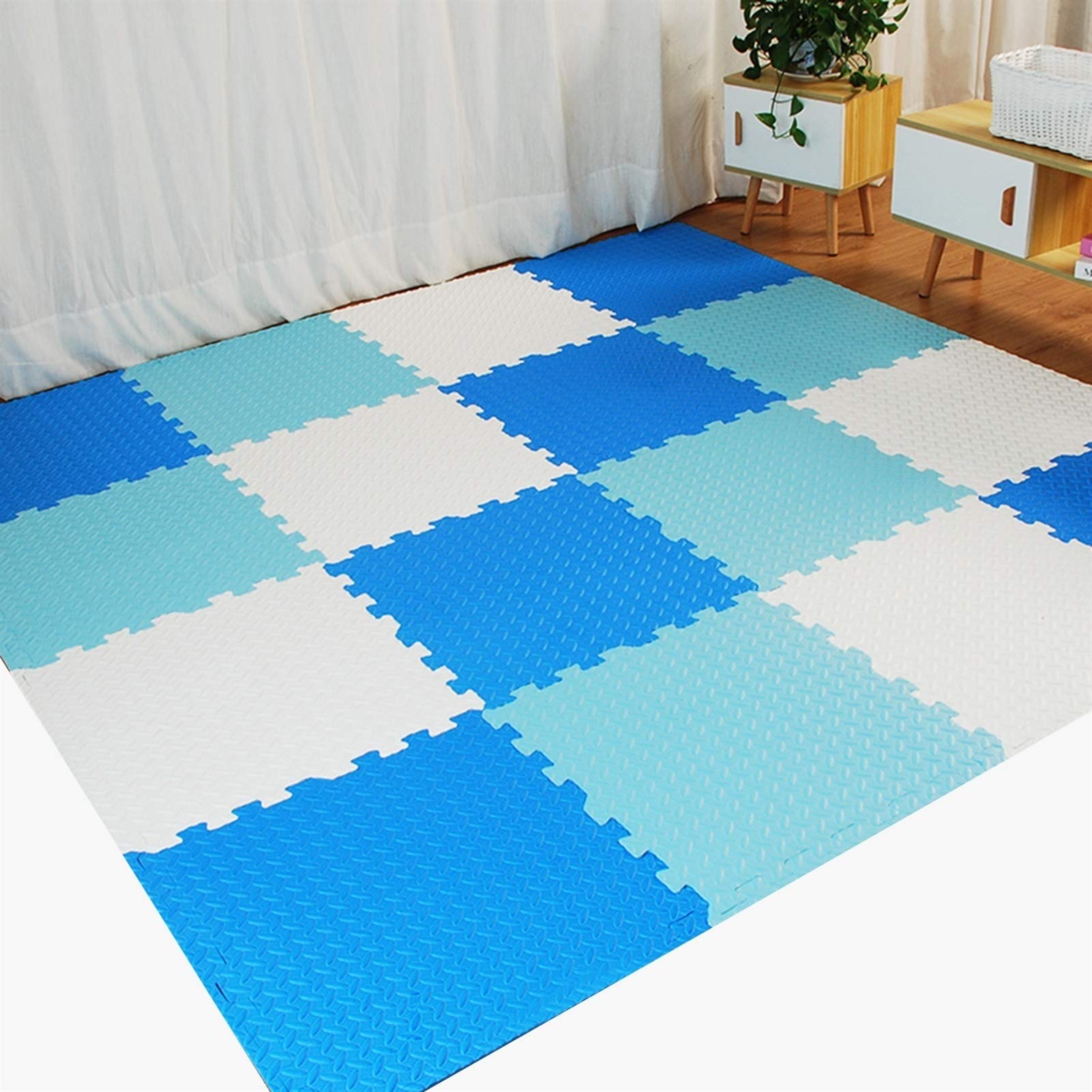 MAHFEI Interlocking Soft Foam Floor Mats - 9-Piece EVA Puzzle Exercise Mats for Home Gym, Yoga, Pilates, Kids Playroom & Garage Workouts - Non-Slip Protective Flooring Tiles (Color #3)