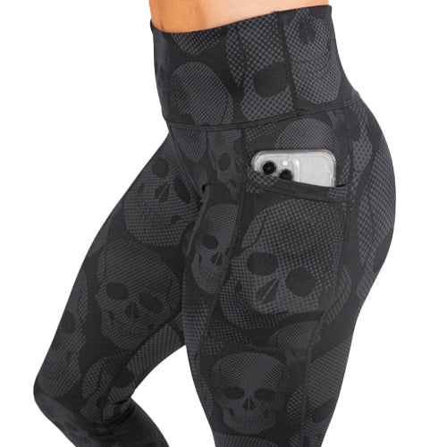 Stylish Silhouette Skulls Leggings - Trendy Printed Yoga Pants for Women - Perfect for Workouts, Halloween Costumes & Gothic Fashion