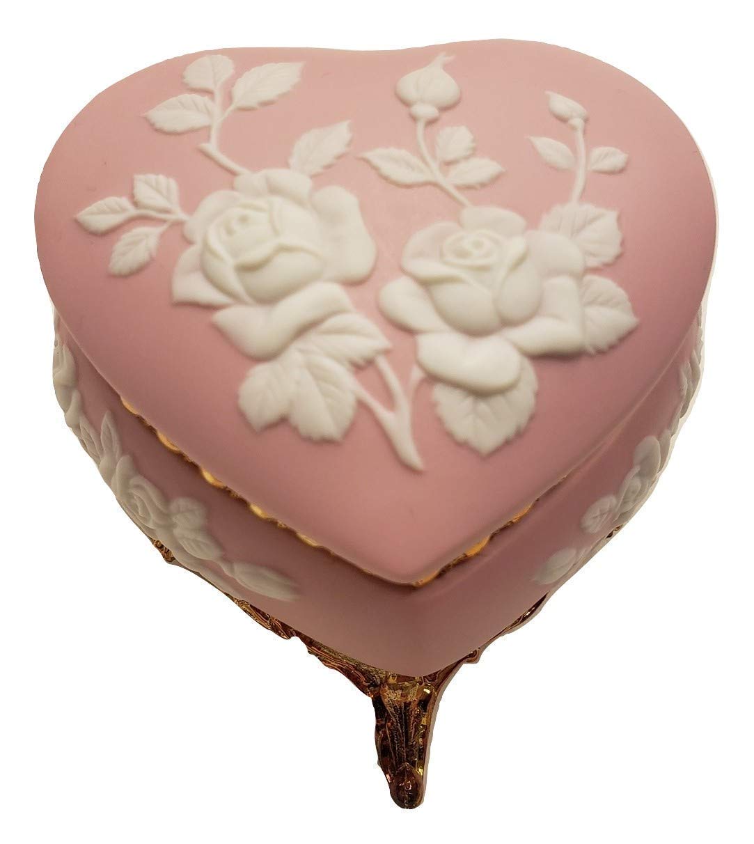 Elegant Wedgewood Style Heart-Shaped Music Jewelry Box - Plays 'All I Ask of You' from Phantom of the Opera - Perfect Gift for Anniversaries, Valentine's Day & Romantic Occasions