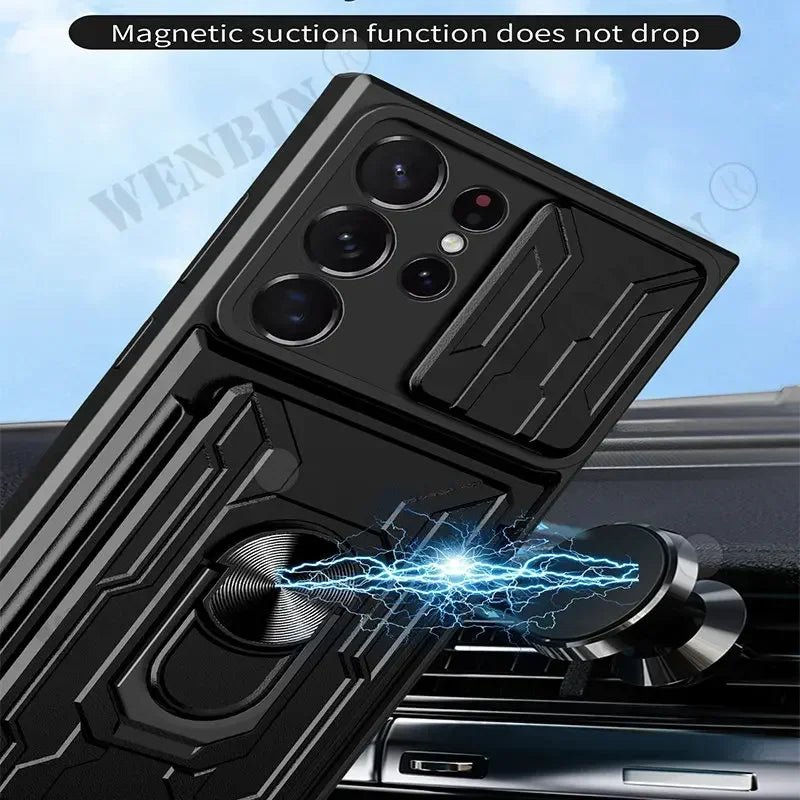 Samsung Galaxy S25 Ultra Phone Case with Ring Stand & Camera Protection - Military-Grade Shockproof Cover for Everyday Use, Travel, and Outdoor Activities