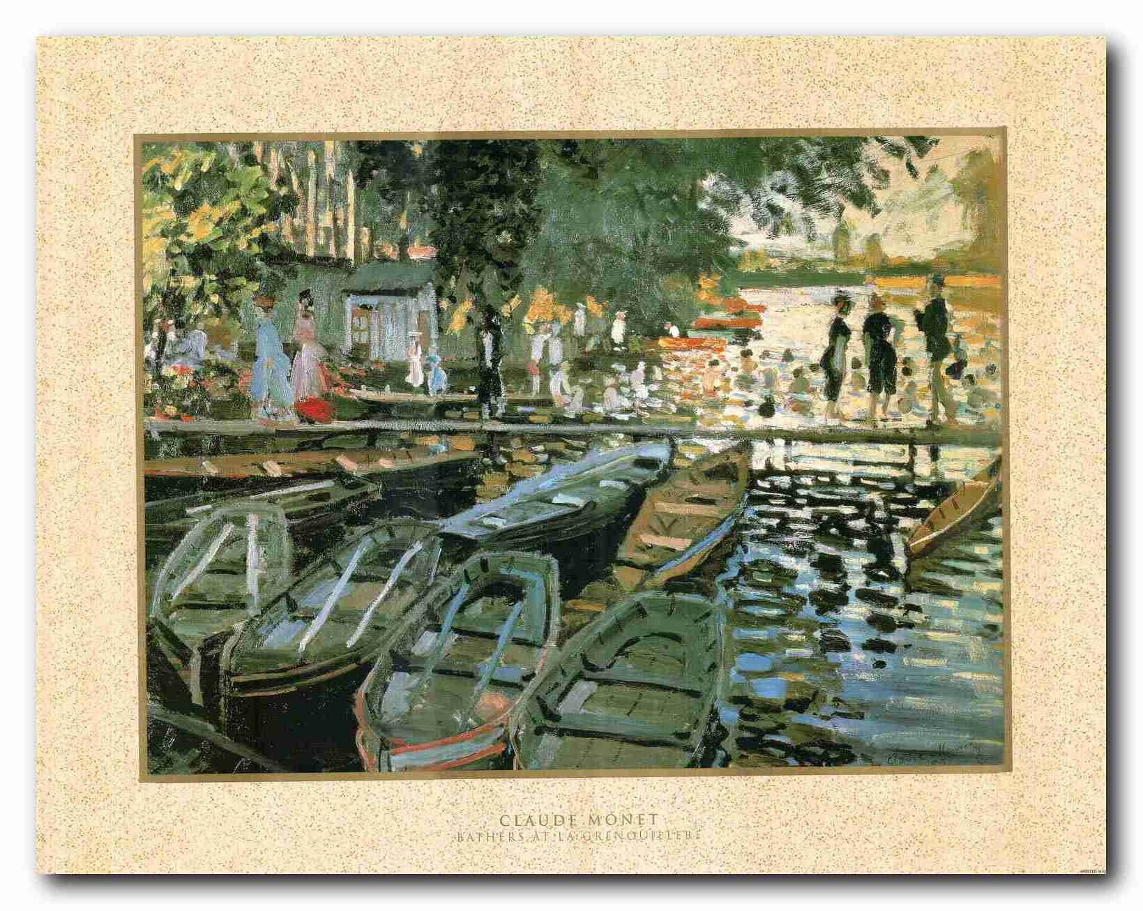 Claude Monet Bathers at La Grenouillere Wall Art Print - 22x28 Inch Famous Impressionist Painting Poster for Living Room, Bedroom & Office Decor