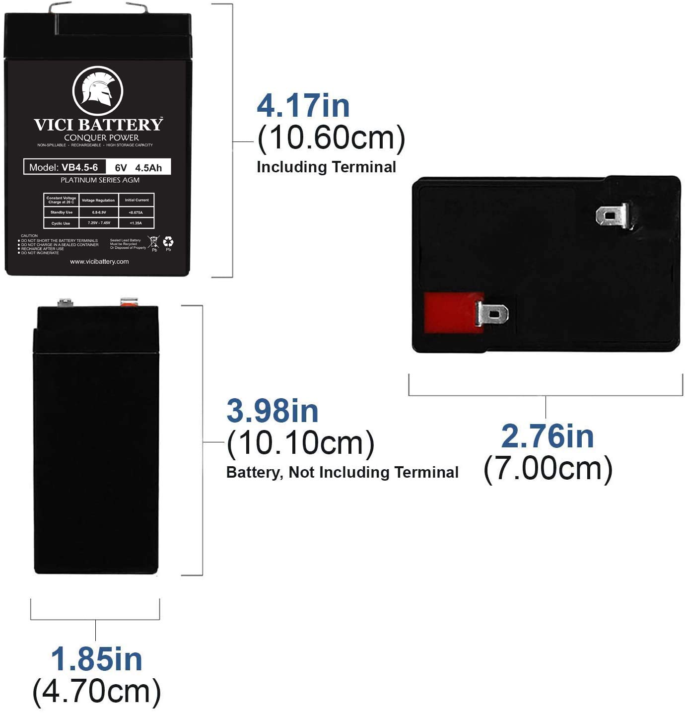 VICI Battery VB4.5-6 Replacement for Power Sonic PS-640F - Compatible with Security Systems, Emergency Lighting & Backup Power Applications