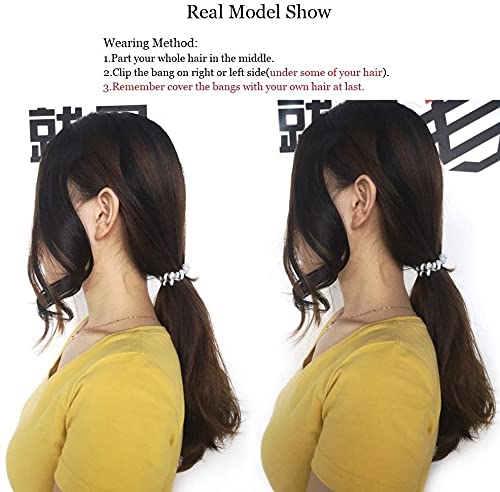 Dsoar 2PCS Wavy Clip-In Bangs - Real Human Hair Side Fringe Extensions (Jet Black) for Instant Volume & Styling - Perfect for Cosplay, Daily Wear & Special Occasions