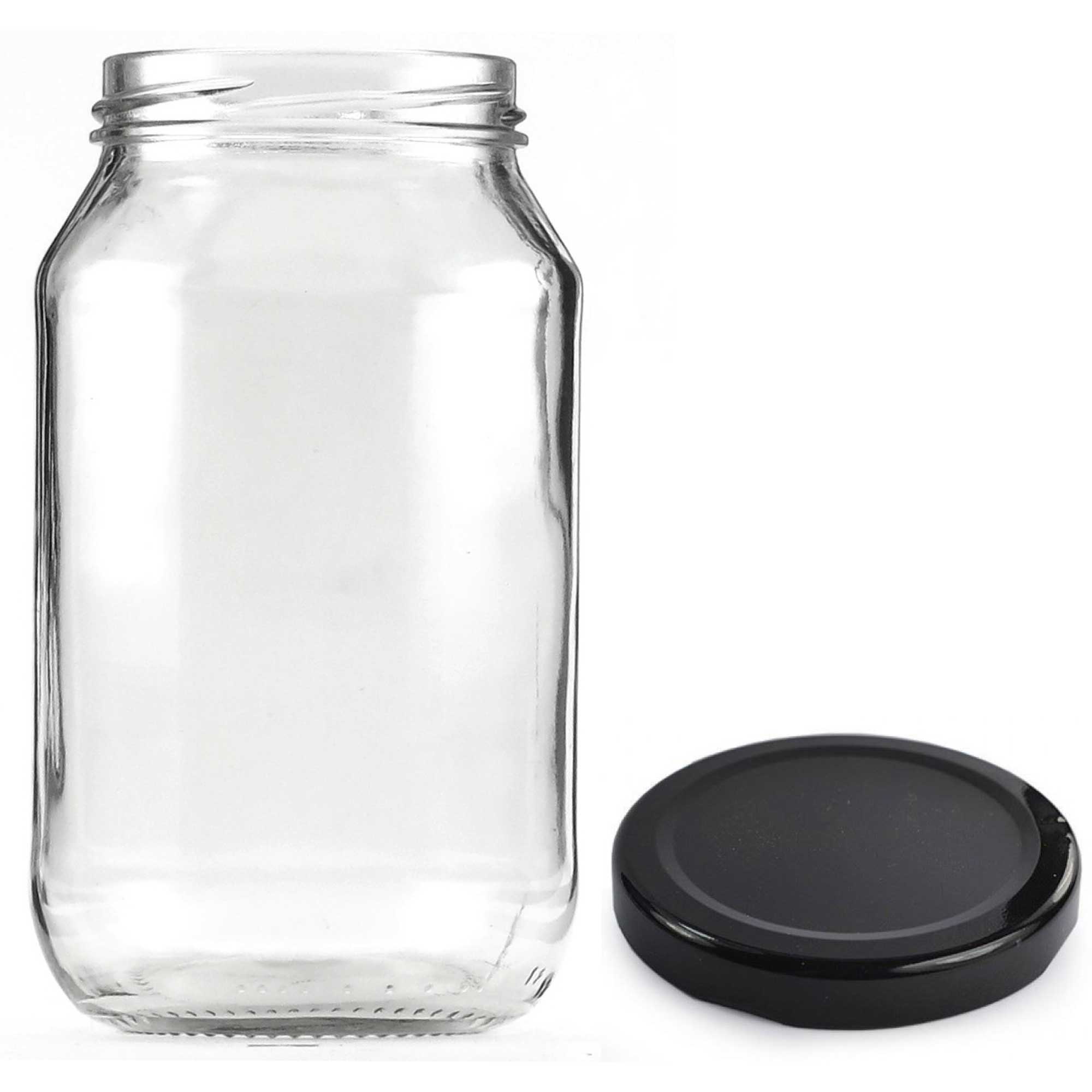 10-Pack 1L Flint Glass Jars with Airtight Twist Lids - Round Food Storage Containers for Canning, Pickling, Jam Making & Kitchen Organization | BPA-Free, Reusable Mason Jars for Home Preserving & Pantry Storage